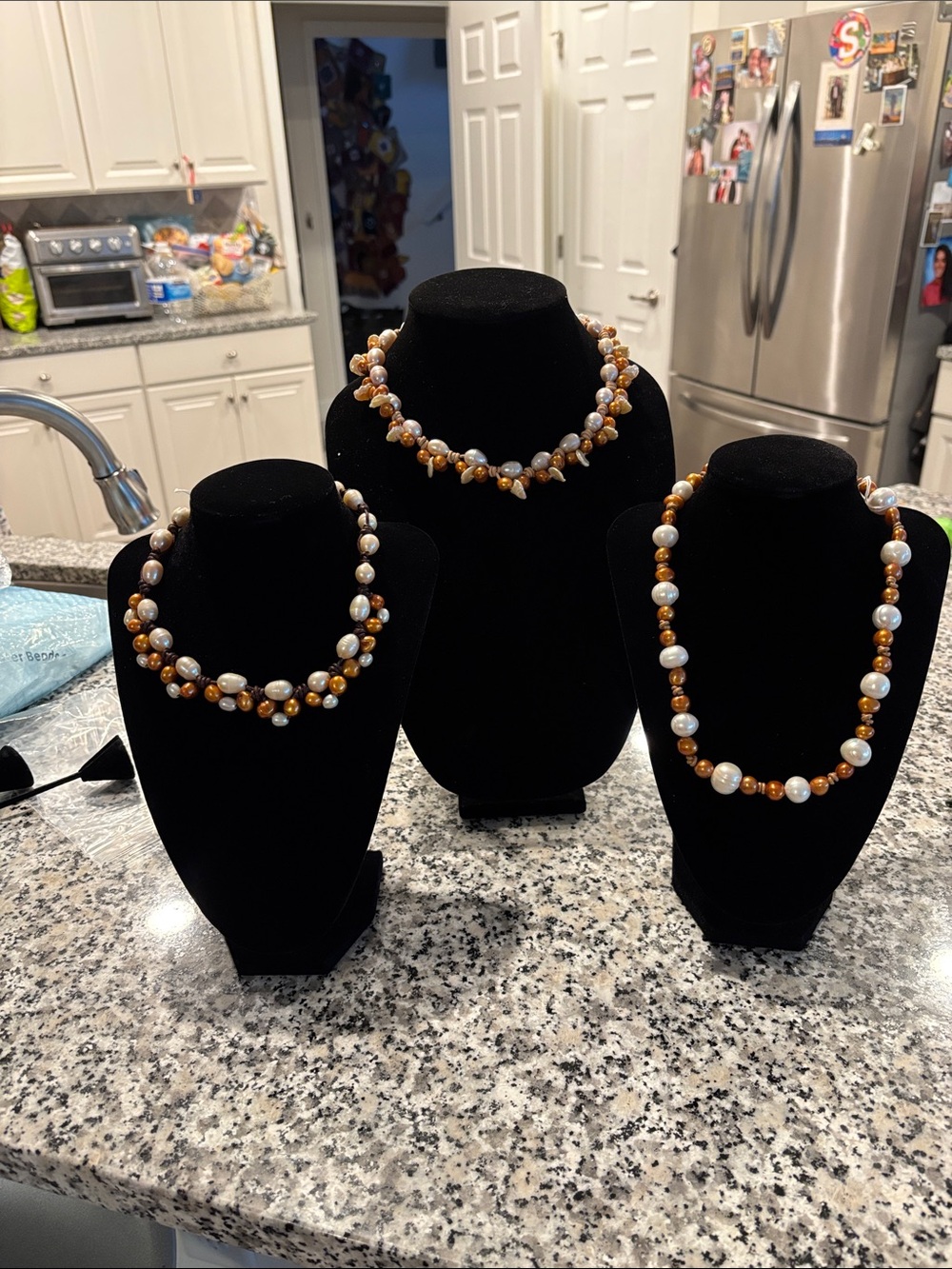 Handcrafted Gold and White Pearl Necklace - Women Jewelry